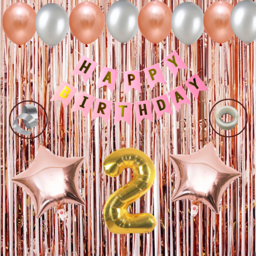 Happy birthday decoration set rose gold theme 37 Pcs Combo for kids boys girls birthday party first 1st , 2nd, 5th , 10th