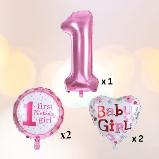 happy birthday decoration combo setfirst birthday 2pcs combofor kids girls birthday foil combo - Image 2