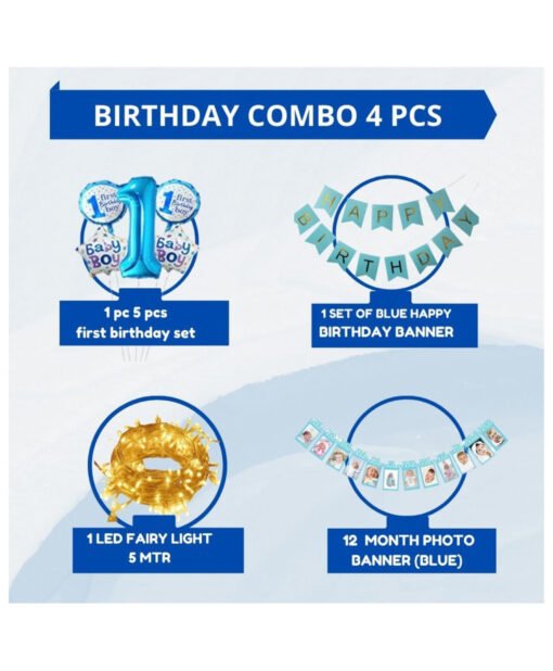 happy birthday decoration combo setfirst birthday 4pcs combofor kids boys birthday foil combo - Image 2