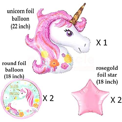 happy birthday Unicorn Theme Party decoration Supplies Combo set - 54Pcs Foil Balloon, Unicorn Head Balloon, Star,curtain For Girls Birthday Party Decoration - Image 3