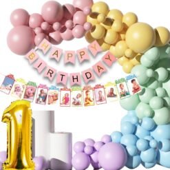 First Birthday Decorations for Boys, Girls, Kids - Multicolor 1st Birthday Decorations for Girls - 1st Birthday Theme Decoration Combo - 1st Birthday Party Supplies for Girls