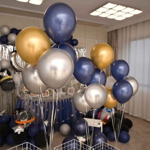 Birthday Decorations Silver Blue and Gold Balloons 62Pcs for Adult With Happy Birthday Banner Crown Champagne Balloons for 18th 21st 30th 40th 50th 60th 70th Decor - Image 7