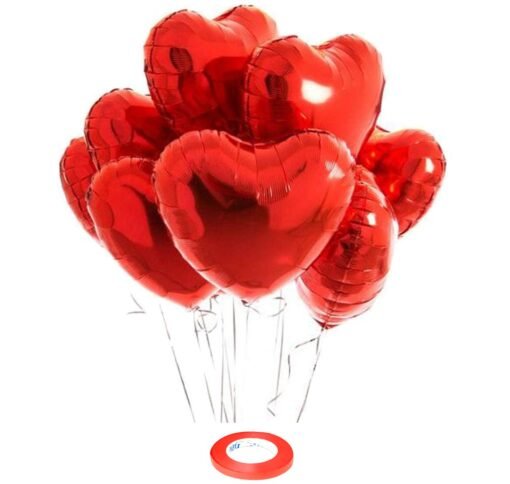 (Pack of 10) 18 Inch Red Heart Shaped Balloons/Heart shape balloons for decoration/Red heart balloons for decoration/valentine balloons decoration/valentine day balloons - Red