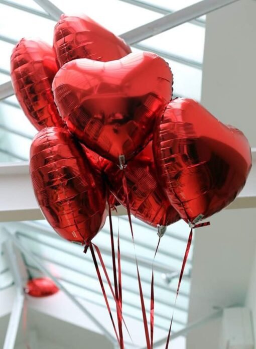 (Pack of 10) 18 Inch Red Heart Shaped Balloons/Heart shape balloons for decoration/Red heart balloons for decoration/valentine balloons decoration/valentine day balloons - Red - Image 6