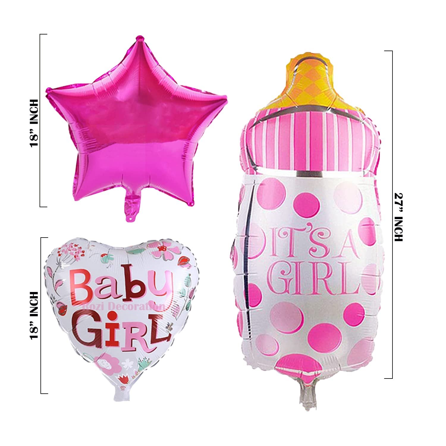 Baby Shower Decorations Items Set Contains Baby Shower Banner, Bottle, Heart & Star Foil Balloons, 50 Latex & 3 Confetti Balloons, Arch and Glue Dots Mom To Be Decoration Items - Image 3