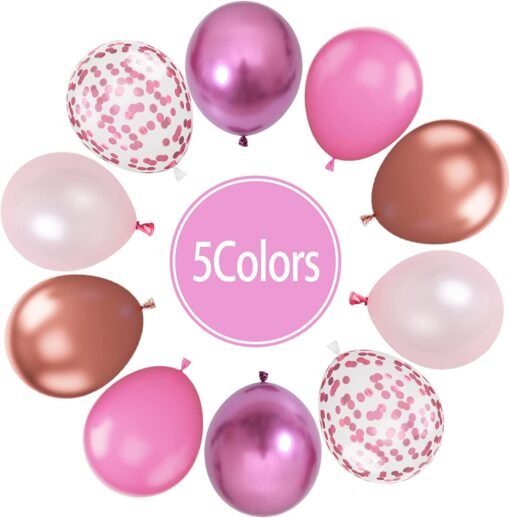 Pink Purple Blue Balloons for Girls Party, Pastel Balloons Garland Arch Kit with Pink Candy Foil Balloon for Birthday, Bridal Shower Decorations (Pink Rose Gold) - Image 2