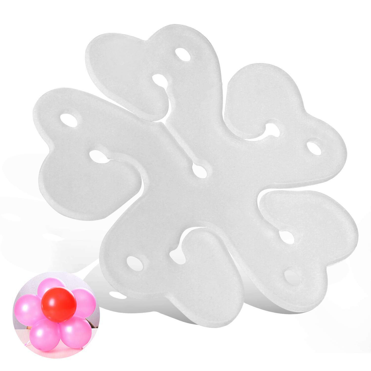 12 Pcs Reusable Portable Flower Shape Balloon Clips Holder for Wedding Event Decorations Birthday Party Supplies(White)(Plastic) - Image 3
