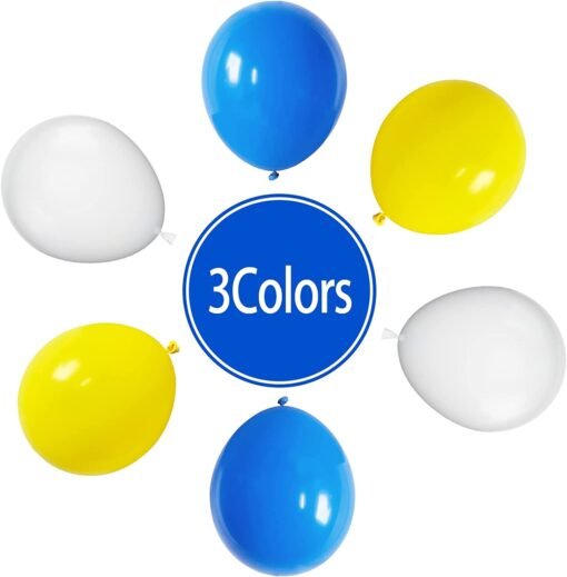 30 Pcs Blue and Yellow Balloons, 30 Pcs 12 Inch Matte Yellow Blue and White Latex Balloons with Ribbons for Birthday Baby Shower Engagement Anniversary Bridal Shower Party Graduation Decoration - Image 2