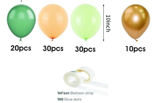 Green and Nude Balloon Garland Arch Kit, Sage Green Macaron and Gold Latex Balloons Arch Kit with Balloon for Boys Jungle Safari Dinosaur Birthday Wild One Baby Shower Party Decorations - Image 2
