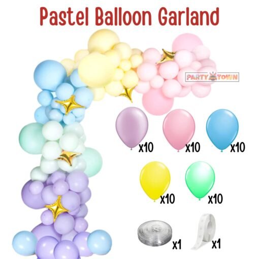 Peppa pig theme balloon decoration combo for kids, boys and girls for 1st, 2nd, 3rd, 4th, 5th birthday party with Pastel balloon garland arch kit(Pack of 58) (Peppa pig)(Aluminium) - Image 4