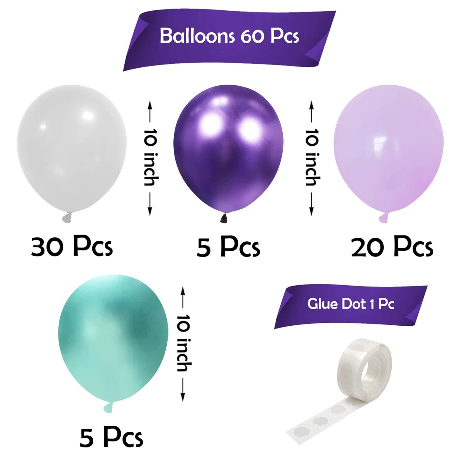 Rubber Mermaid Balloons For Birthday Decoration -Pack Of 61 Cute Balloon Decoration For Birthday|Birthday Decoration Items|Mermaid Theme Birthday Decorations|Balloon Decoration Kit,Multi - Image 2