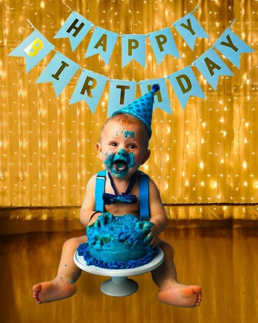 Blue Happy Birthday Banner with White Warm Led Light Set of 2 for Boys, Kids, Birthday Decorations Indoor-Outdoor - Image 7
