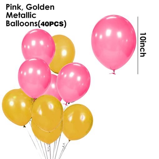 Pink Happy Birthday Decoration Kit for Girls 46pcs Combo Set Banner Golden Foil Curtain Balloon Metallic Confetti Girls Birthday Decoration Items / Kids Birthday Decoration Items - Image 3