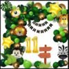 11th Happy Birthday Decoration Combo Jungle Theme Happy Birthday 11Year Decoration Kit For Boy & Girl Birthday Party Decoration 77 Pcs