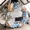 79 Pc Birthday Decoration Kit– Blue Peach Pastel Balloons Combo with Birthday Banner, Arc, Glue Dot for girls Kids Baby Birthday Decoration Items | Birthday Decoration Combo