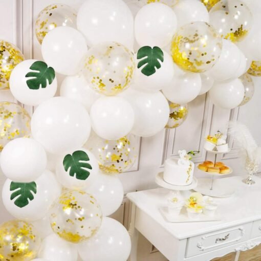 112Pcs Party Balloons Decoration Set, Gold Confetti Balloons & White Latex Balloons for, Wedding, Birthday, Graduation, Anniversary Party | DIY Balloon Arch Garland Kit