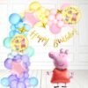 Peppa pig theme balloon decoration combo for kids, boys and girls for 1st, 2nd, 3rd, 4th, 5th birthday party with Pastel balloon garland arch kit(Pack of 58) (Peppa pig)(Aluminium)