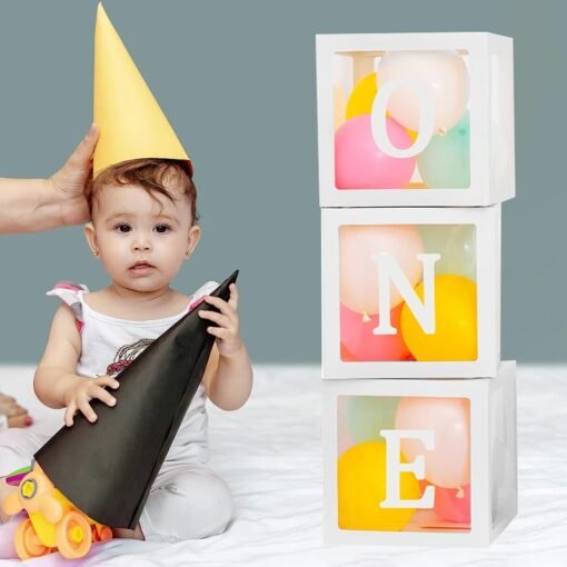 Baby Balloon Box For 1st Birthday Decoration 3 Pcs, One Box For 1st Birthday | First Birthday Decorations Girl | One Birthday Letter Stand | 1st Birthday Decoration For Girls | One Box - Image 4