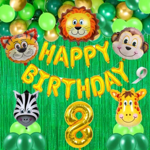 40 Pcs 8th Birthday Decoration For Boys Animal Theme Birthday Party Decorations (Pack of 40, Multicolor)