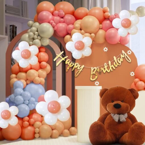 Rubber Pastel Birthday Decoration Items-66 Pcs Birthday Balloons For Birthday Decoration|Pastel Colour Balloons|Golden Happy Birthday Banner|Brown Theme Birthday Decoration For Boys