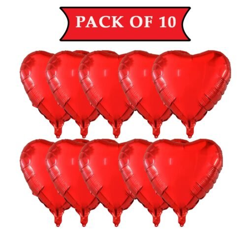 (Pack of 10) 18 Inch Red Heart Shaped Balloons/Heart shape balloons for decoration/Red heart balloons for decoration/valentine balloons decoration/valentine day balloons - Red - Image 3