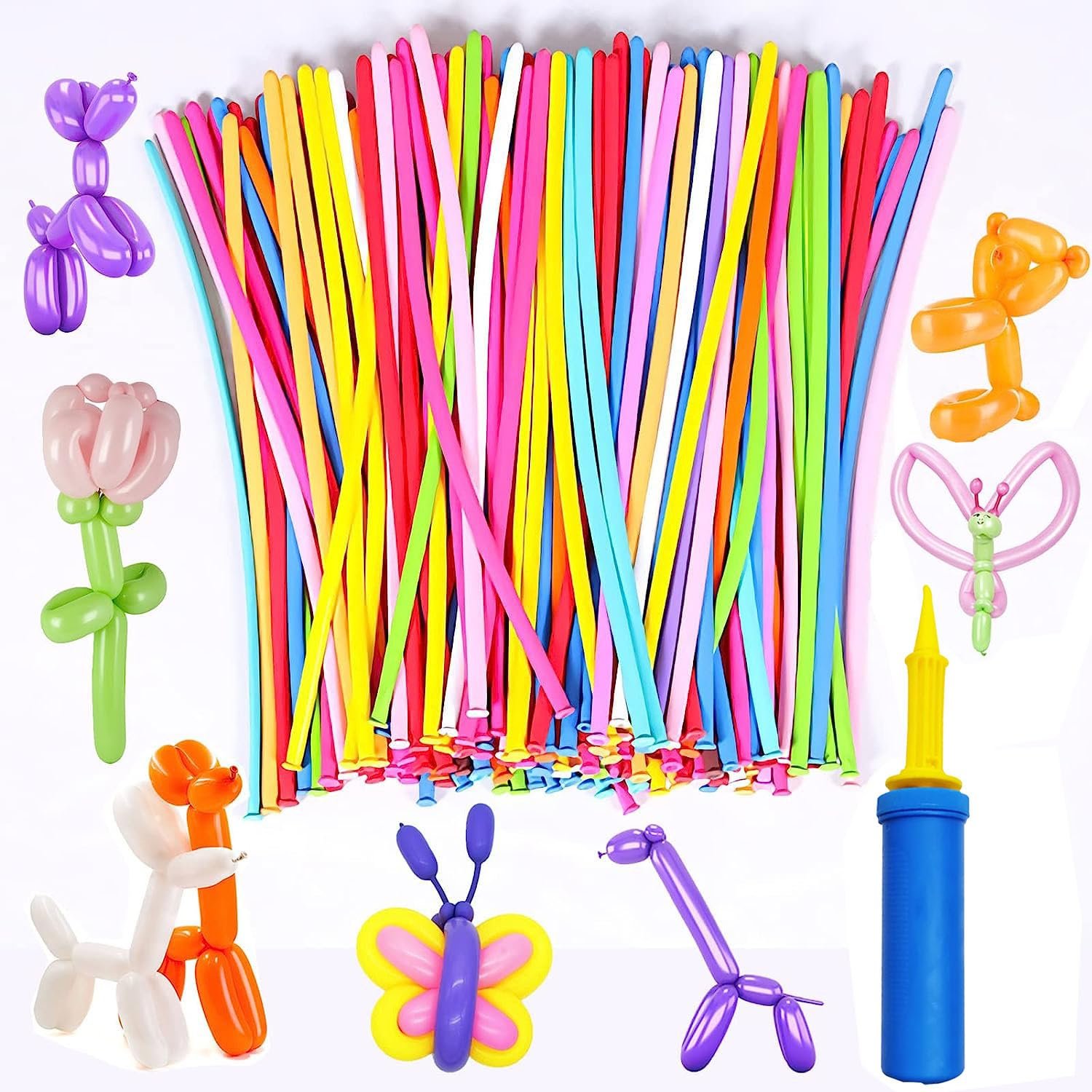 Rainbow Balloons - 100Pcs Long Balloons for Kids | Multicolor Twisting Balloons | birthday decoration items