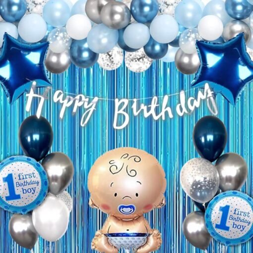 Banter First Birthday Decorations for Boys - 1st Birthday Theme Decoration for Boys - First Birthday Party Supplies for Boys