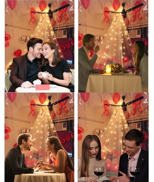 Traditional Backdrop Decoration Cloth -5Pcs White Net Curtain for Decoration with Lights | Backdrop for Pooja Decoration | Net Curtains for Decoration Birthday, Anniversary, Wedding, Pooja - Image 5