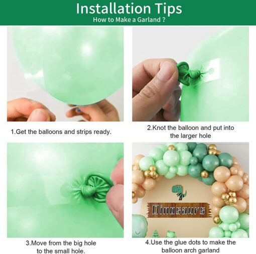 Green and Nude Balloon Garland Arch Kit, Sage Green Macaron and Gold Latex Balloons Arch Kit with Balloon for Boys Jungle Safari Dinosaur Birthday Wild One Baby Shower Party Decorations - Image 3