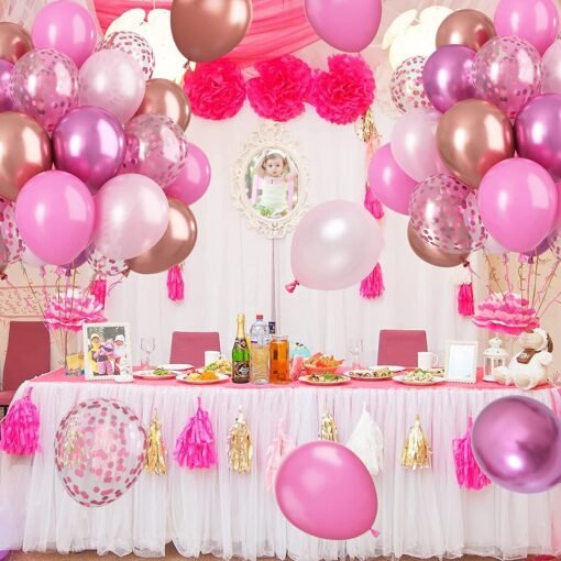 Pink Purple Blue Balloons for Girls Party, Pastel Balloons Garland Arch Kit with Pink Candy Foil Balloon for Birthday, Bridal Shower Decorations (Pink Rose Gold) - Image 6