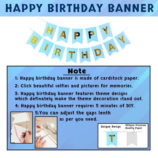 Blue Birthday Decoration Items-Huge Combo Of 61 Pcs Birthday Decoration Items For Boys|Metallic Confetti Balloons For Birthday Decorations|Birthday Decorations For Husband, Men - Image 3
