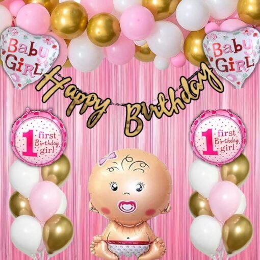 Banter First Birthday Decoration for Girls - 1st Birthday Theme Decorations for Girls - Baby 1st Birthday Party Supplies for Girls Birthday