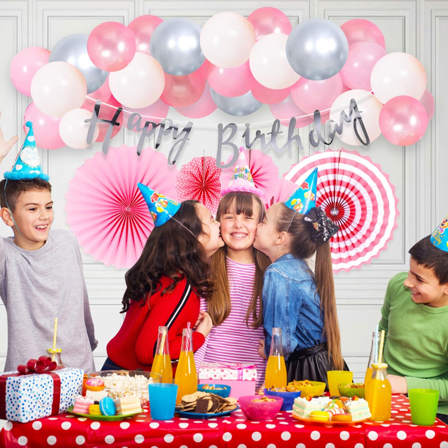 Pink Birthday Decoration - 33Pcs Combo with Paper Fan Decoration | Pink Balloons For Birthday Decoration | Birthday Decoration Items For Girl | Pink Theme Birthday Decorations - Image 7