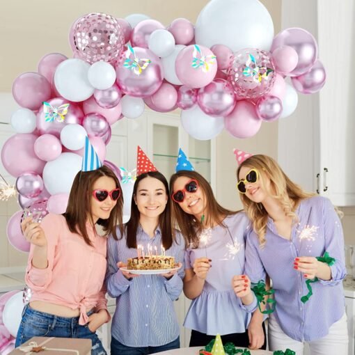 Pink Party Balloons for Girls, Pink White Welcome baby Balloons, 55 pcs Pastel Pink Balloons Garland Arch Kit for Birthday Decoration Baby Shower Wedding Party Supplies - Image 6