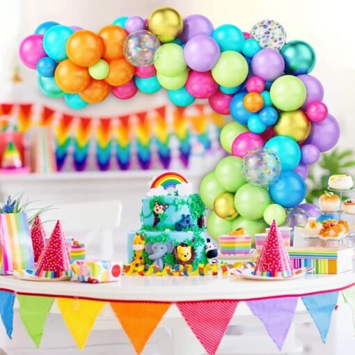 Vibrant Festivities: Rainbow Circus Balloon Garland Kit - 74PCS with Confetti Balloon Arc & Glue Dot - Perfect for Carnival, Wedding, Birthday, Baby Shower, and Graduation Parties - Image 4