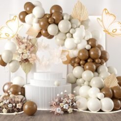 Brown Grey Balloon Arch Kit, 77pcs Balloons Garland Kit Khaki Brown Grey White Balloons, Grey Balloon Arch for Boys Girls Birthday Decorations Baby Shower Wedding Bridal Decorations