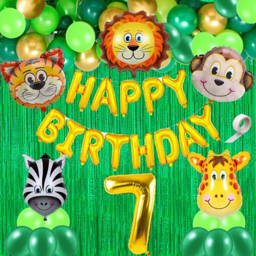 40 Pcs 7th Birthday Decoration For Boys Animal Theme Birthday Party Decorations (Pack of 40, Multicolor)