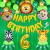 40 Pcs 6th Birthday Decoration For Boys Animal Theme Birthday Party Decorations (Pack of 40, Multicolor)
