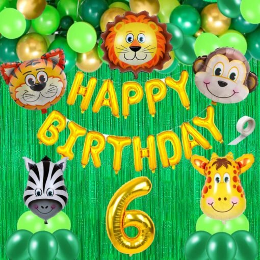 40 Pcs 6th Birthday Decoration For Boys Animal Theme Birthday Party Decorations (Pack of 40, Multicolor)