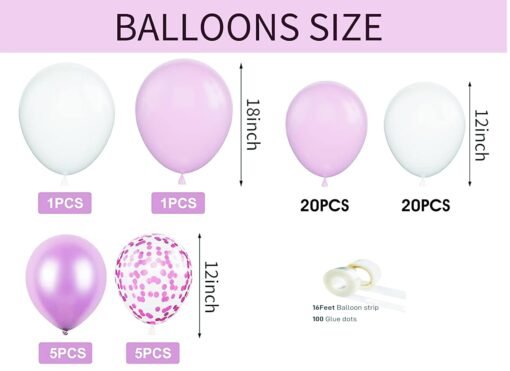 Pink Party Balloons for Girls, Pink White Welcome baby Balloons, 55 pcs Pastel Pink Balloons Garland Arch Kit for Birthday Decoration Baby Shower Wedding Party Supplies - Image 2