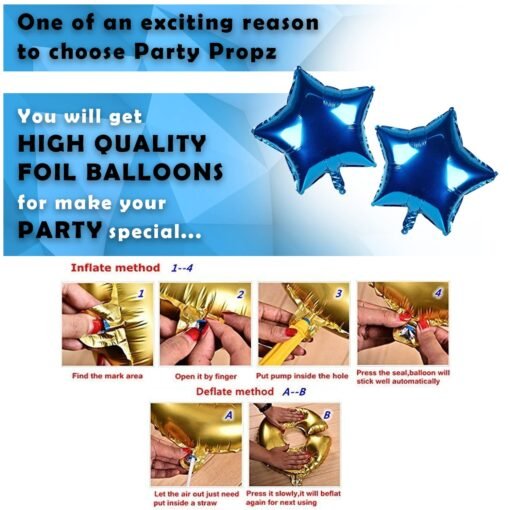 Blue Birthday Decoration Items-Huge Combo Of 61 Pcs Birthday Decoration Items For Boys|Metallic Confetti Balloons For Birthday Decorations|Birthday Decorations For Husband, Men - Image 5