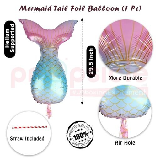 Birthday Foil Mermaid Theme Birthday Decoration Balloon Green Pack of 5 Girl Birthday Party Supplies Item… - Image 3