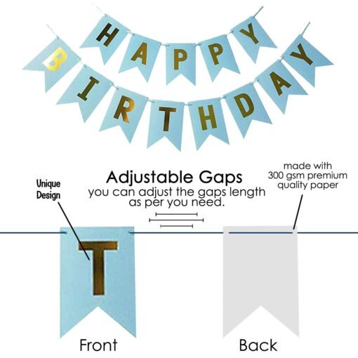 Blue Happy Birthday Banner with White Warm Led Light Set of 2 for Boys, Kids, Birthday Decorations Indoor-Outdoor - Image 4