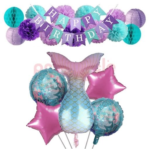 Birthday Foil Mermaid Theme Birthday Decoration Balloon Green Pack of 5 Girl Birthday Party Supplies Item… - Image 7