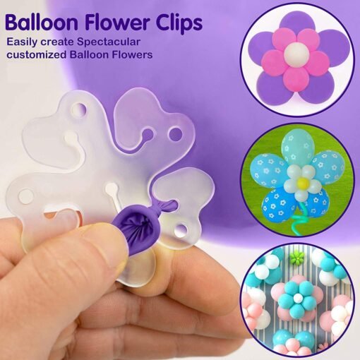 12 Pcs Reusable Portable Flower Shape Balloon Clips Holder for Wedding Event Decorations Birthday Party Supplies(White)(Plastic) - Image 6