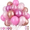 Pink Purple Blue Balloons for Girls Party, Pastel Balloons Garland Arch Kit with Pink Candy Foil Balloon for Birthday, Bridal Shower Decorations (Pink Rose Gold)