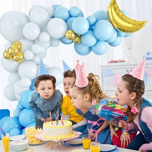 Blue Balloons for Baby Boy, Blue White Balloons Garland Arch Kit, 55 Pack 18/12 Inch Party Balloons, Blue White Gold Latex Balloons for Birthday Baby Shower Decorations - Image 6