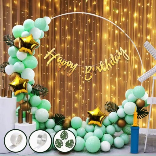 Green Birthday Decoration Items - Pack of 53 Pcs, Happy Birthday Banner with Metallic Balloons | Balloon Arch Strip | Birthday Decoration for Kids Birthday | Birthday Decoration Kit