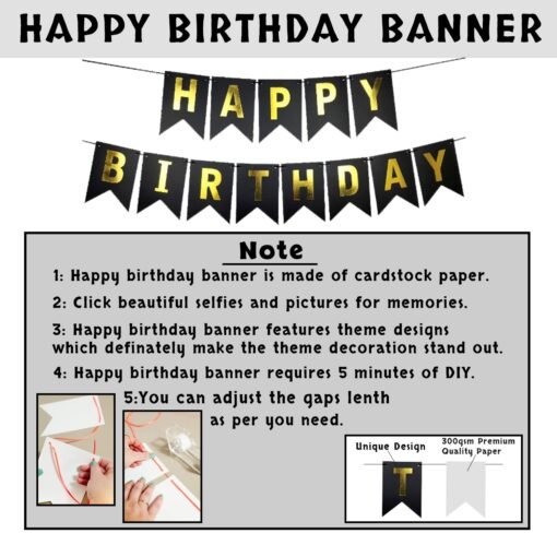 Happy Birthday Banner Decoration Kit - 37Pcs Set for Boys Husband Balloons Decorations Items Combo with Cheers Mug Foil Balloon Crown Foil, Age Perfect, Metallic Balloons With Foil Curtain - Image 3