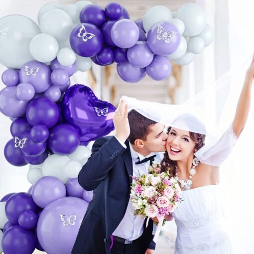 Purple Theme Party Balloons for Birthday, 65pcs Purple Balloons Garland Arch Kit, Pastel Purple Balloons Arch Kit with Heart Shaped Foil Balloon for Birthday Decoration Baby Shower Wedding - Image 3